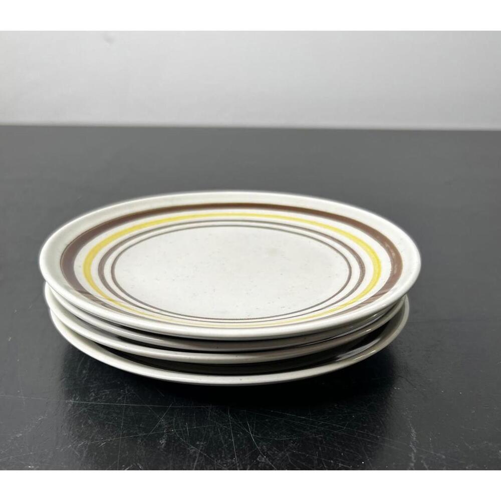 Vintage Taylor Ironstone Mid-Century (4) SmPlates w‎ Striped Border 7”